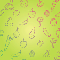 Fruit and vegetables. Healthy seamless pattern