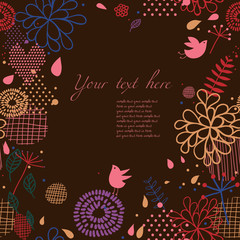 Birds on flowers. Abstract floral background. Seamless pattern