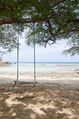 Wood swing on beach of Samed island, eastern Thailand