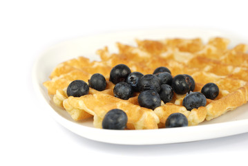 Waffle with blueberries - soft focus