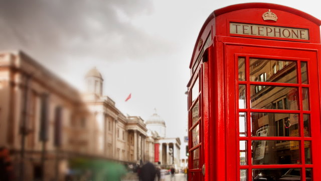 red london phone box trafalgar square london