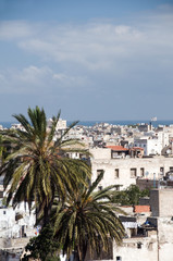 Naklejka na ściany i meble rooftop view casablanca maroko port i medina