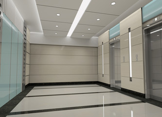 3d elevator lobby rendering