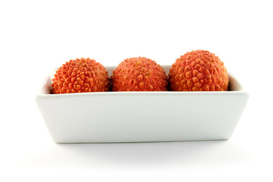Three Lychee in a Dish