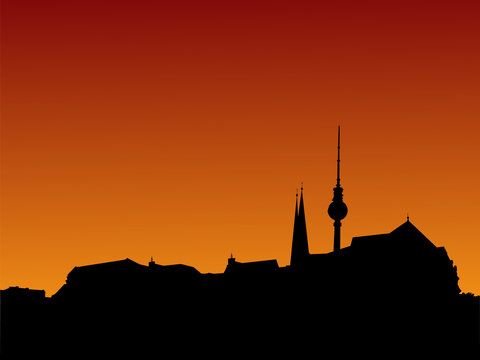Berlin skyline at sunset