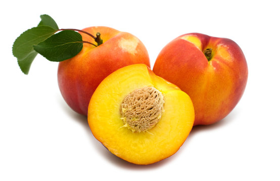 slice fresh nectarine on white background