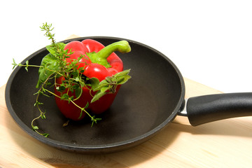 Stuffed paprika isolated on white background