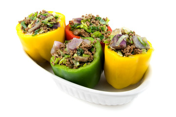 Stuffed paprika isolated on white background