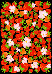Beautiful bright background from a juicy red strawberry