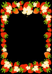 Beautiful bright background from a juicy red strawberry