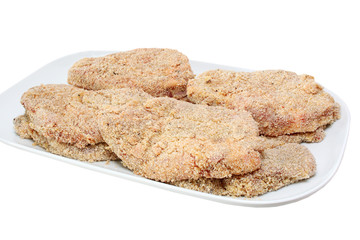 Panierte rohe Schnitzel