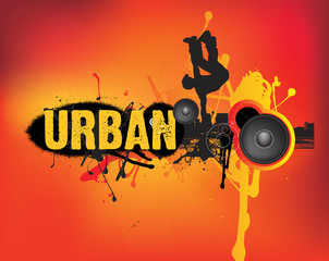 illustration of urban dance music on white background