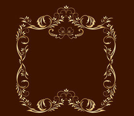 Decorative gold frame. Gold collection.