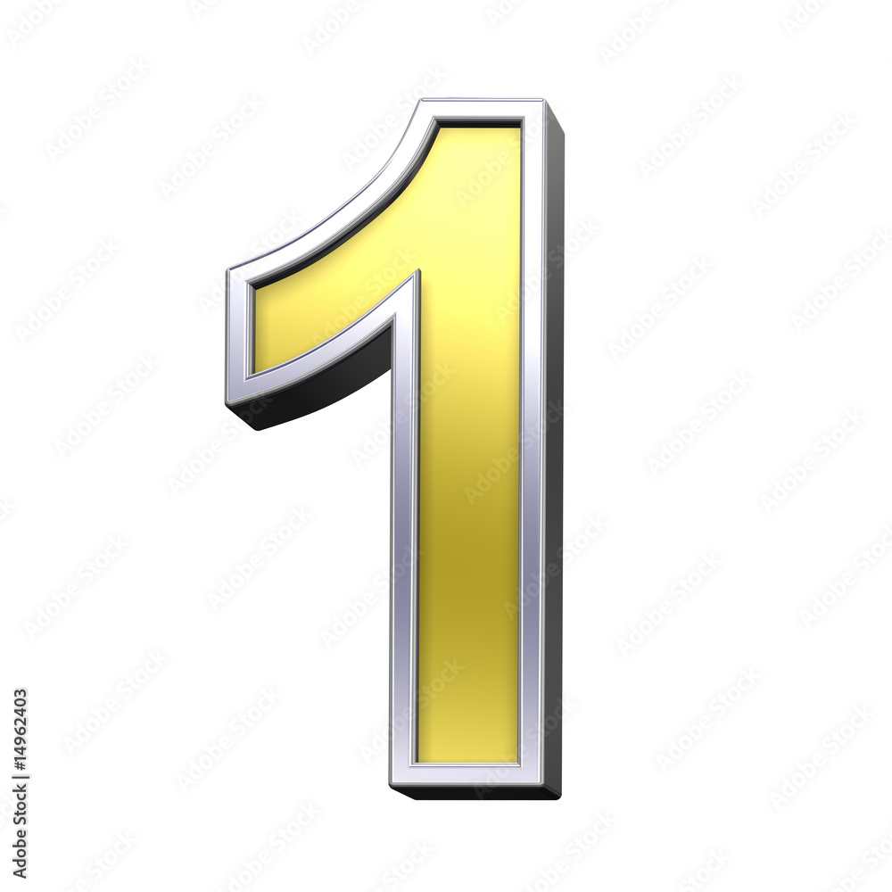 Poster one digit from gold with chrome frame alphabet set