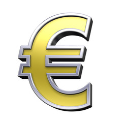 Euro sign from gold with chrome frame alphabet set