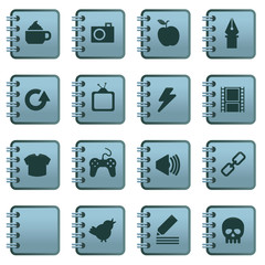 notebook icons blue set 2