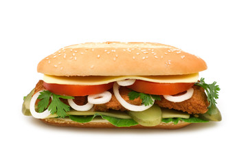 tasty burger on white background