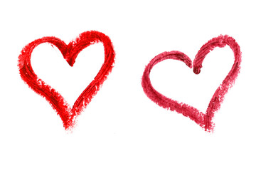 two lipstick hearts