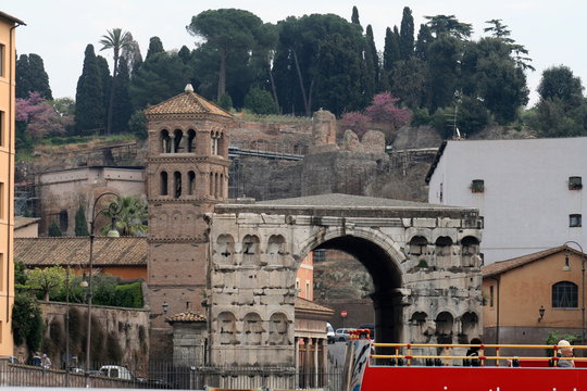 Rome cityscape romanesque church  Italy