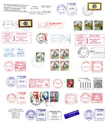 labels, postmarks and stamps from the world