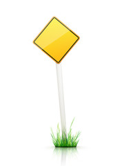 Warning Traffic Sign on White Background