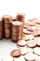 coins  on white background