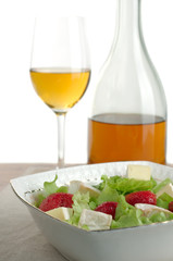 Fruit salad and white wine