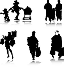 shopping vector silhouettes