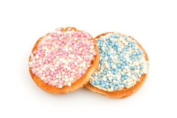 Rusks with pink and blue mice
