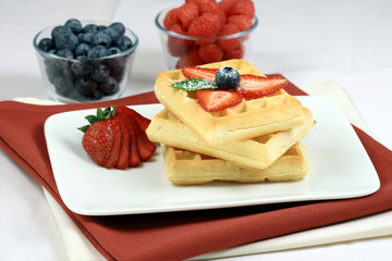 Waffles and berries