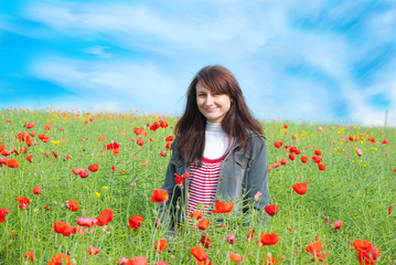 girl in poppy field