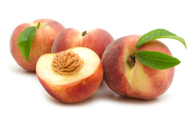 slice peach on white background