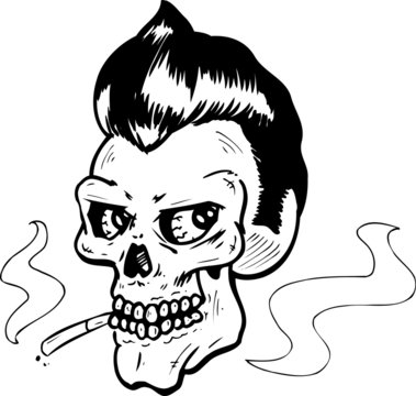 Rock and Roll style skull vector illustration