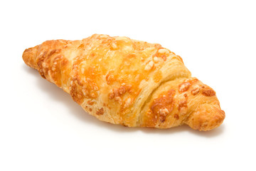fresh baked cheese croissant isolated on white background