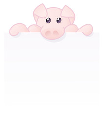 Cochon et sa pancarte (reflet)