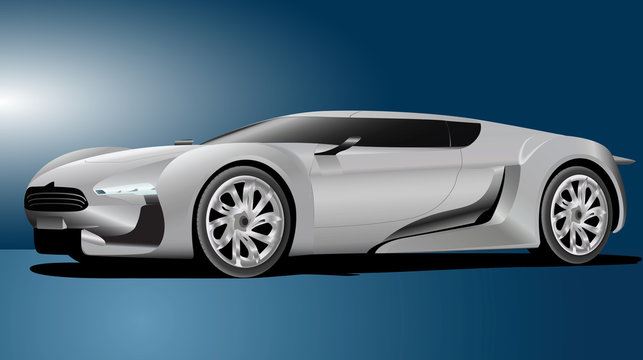 Vector illustration of white sport car