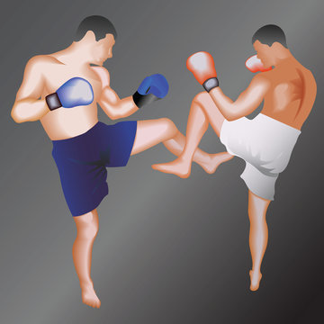 Taekwondo fighters.Vector illustration.