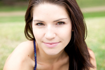 Fresh Faced Girl With Green Background