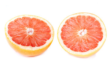 Fototapeta na wymiar red grapefruit on white