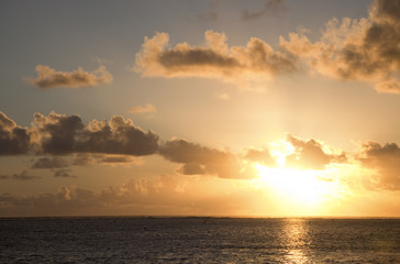 Sunset over South Pacific Ocean