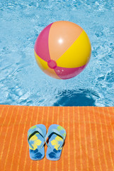 Fototapeta na wymiar Beach Ball in Swimming Pool
