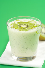 Fototapeta na wymiar refreshment and creamy milkshake kiwi and lime