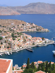 Obraz premium Aerial veiw on harbor of the Greek city