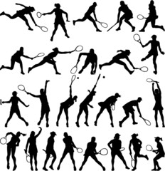 tennis players silhouette collection