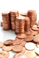 coins  on white background