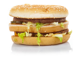 Hamburger with cheese  and lettuce