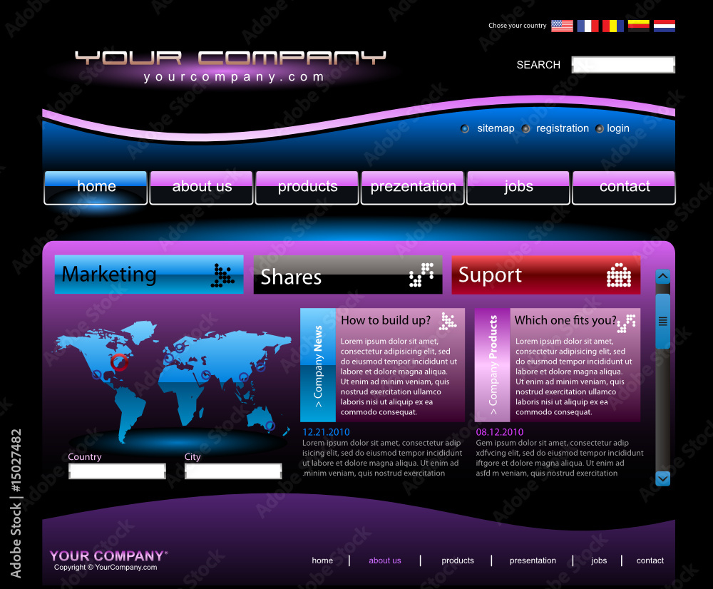 Wall mural vector editable website template