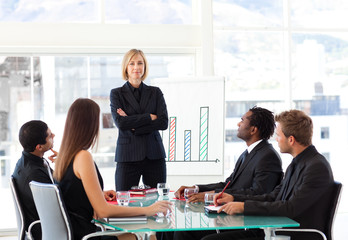 Serious businesswoman looking at the camera