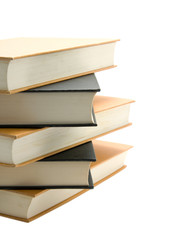 Stacked books isolated on white background