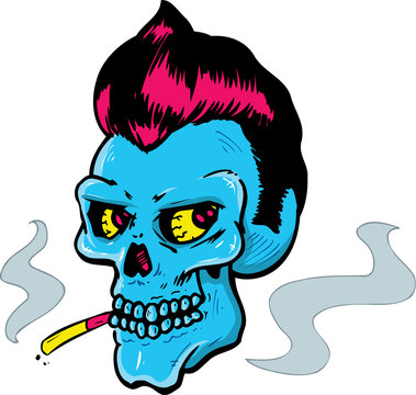 Rock and Roll style skull vector illustration